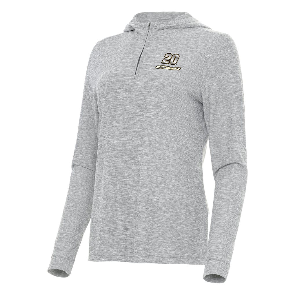  Christopher Bell Antigua Women's Daybreak Quarter-Zip Pullover Hoodie - Heather Gray
